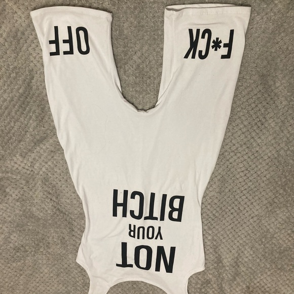 make a statement !! NOT YOUR B!TCH f*ck off !! ROMPER size L ( size runs small) - Picture 3 of 4